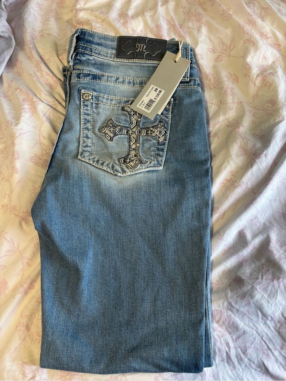Miss Me Light Blue Jeans with Embroidered Pocket